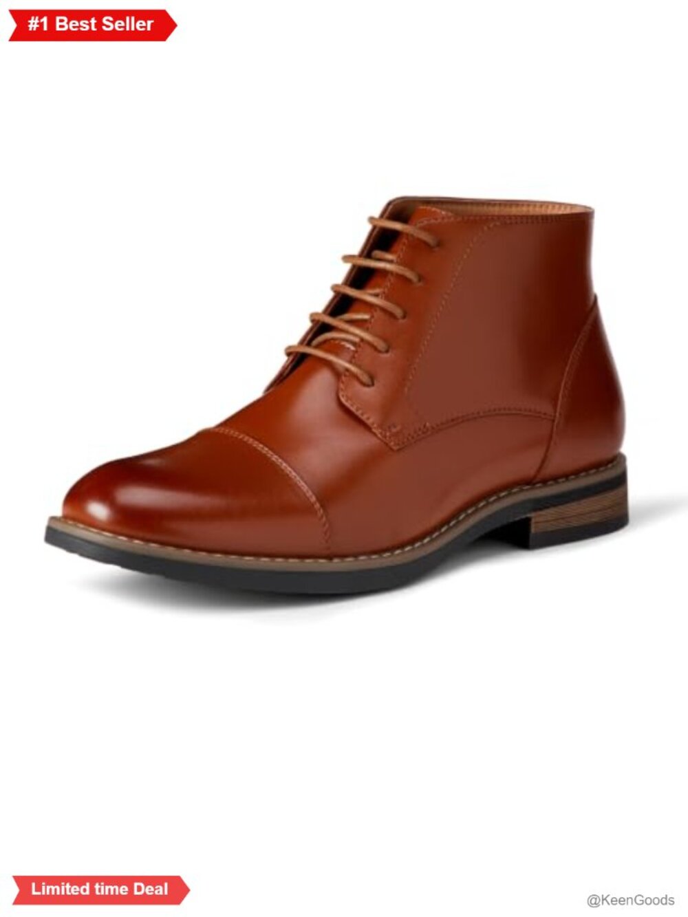 Faux Leather Cap Toe Lace Up Dress Boots